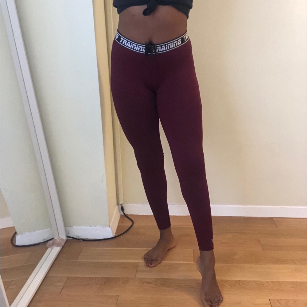 Forever 21 Burgundy Training Drawstring Leggings